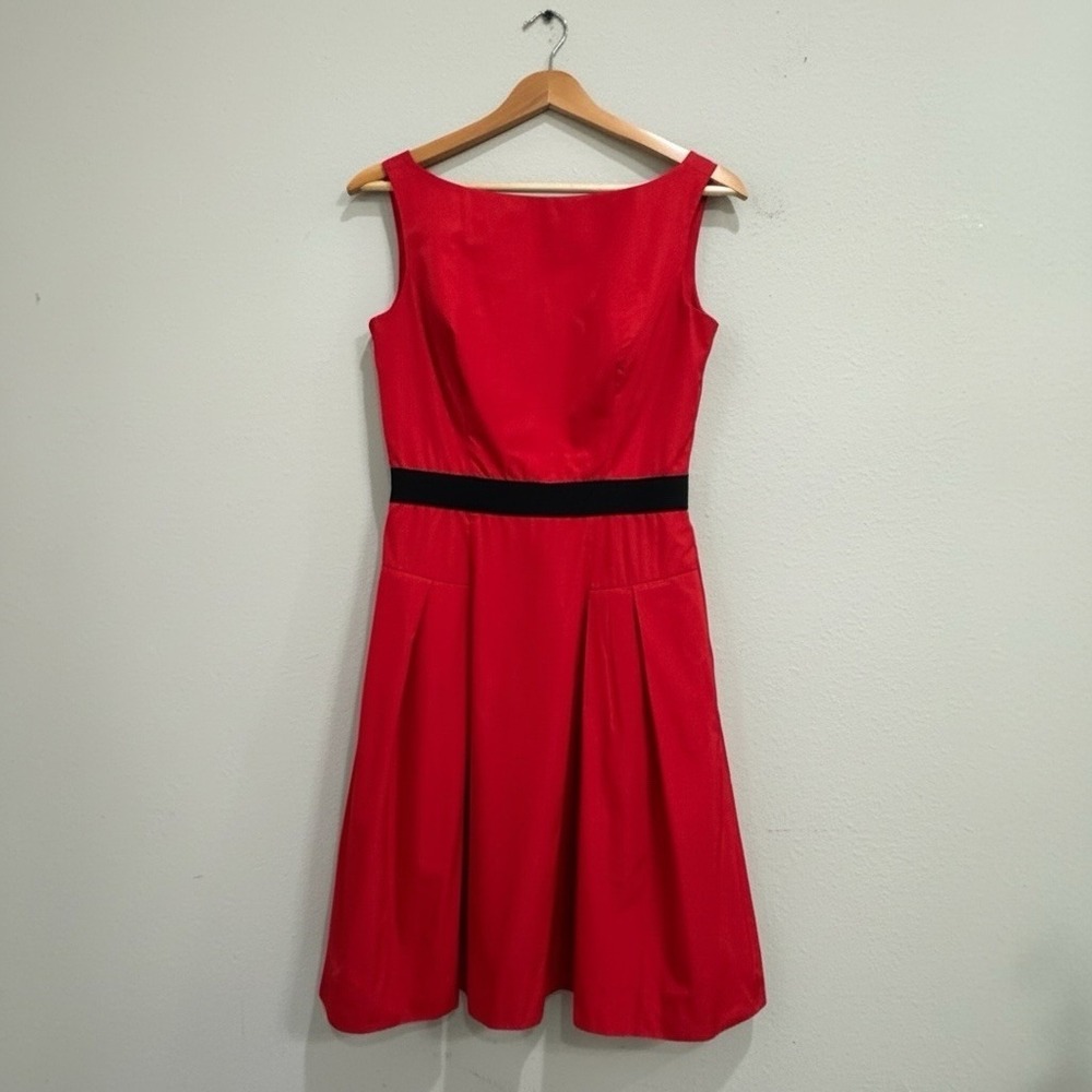 MILLY New York Red A-Line Pleated Sleeveless Dress‎ Size 4